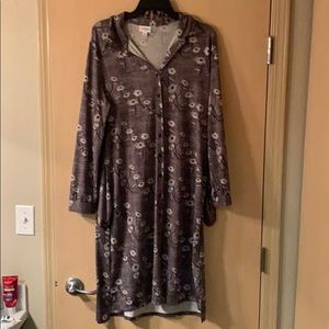 Grey flower button down dress